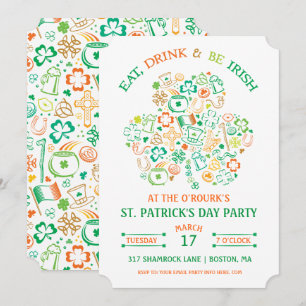 Farbenfrohe Shamrock St. Patrick's Day Einladung