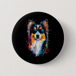 Farbenfrohe Shetland Sheepdog Gesicht Niedlicher W Button