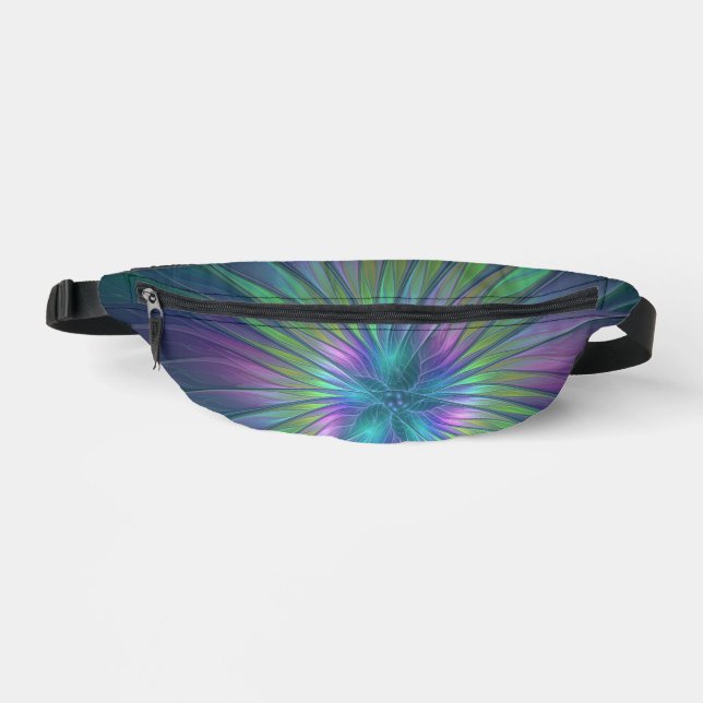 Farbenfrohe Shiny Fantasy Blume Abstraktes Fraktal Bauchtasche (Vorderseite)
