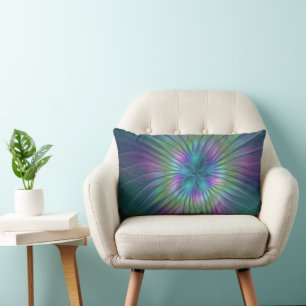 Farbenfrohe Shiny Fantasy Blume Abstraktes Fraktal Lendenkissen