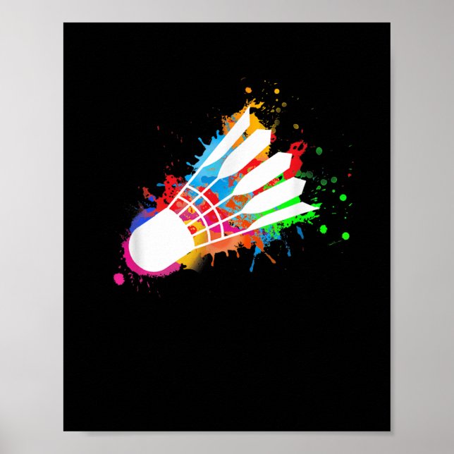 Farbenfrohe Shuttle Badminton Poster (Vorne)
