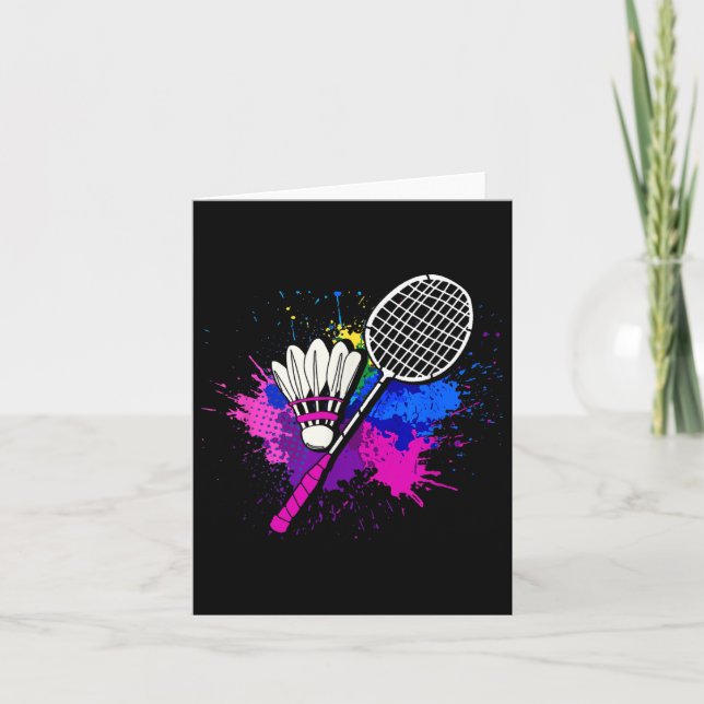 Farbenfrohe Shuttle-Racket _ Badminton Player Karte (Vorderseite)