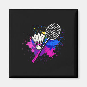 Farbenfrohe Shuttle Racket Badminton Player Magnet