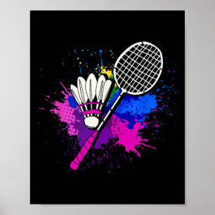 Farbenfrohe Shuttle-Racket _ Badminton Player Poster