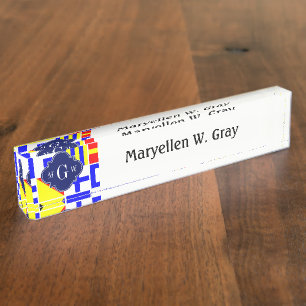 Farbenfrohe Signale Royal 3I Monogram Namensplakette