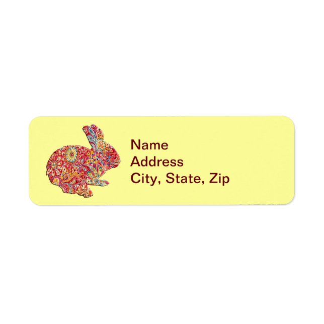 Farbenfrohe Silhouette Bunny Address Labels (Vorne)