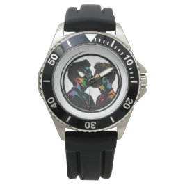 Farbenfrohe Silhouette des Niedlichen Schwulenpaar Armbanduhr