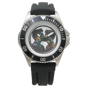 Farbenfrohe Silhouette des Niedlichen Schwulenpaar Armbanduhr