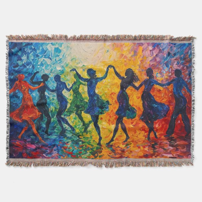 Farbenfrohe Silhouetten tanzen Decke (Vorderseite)