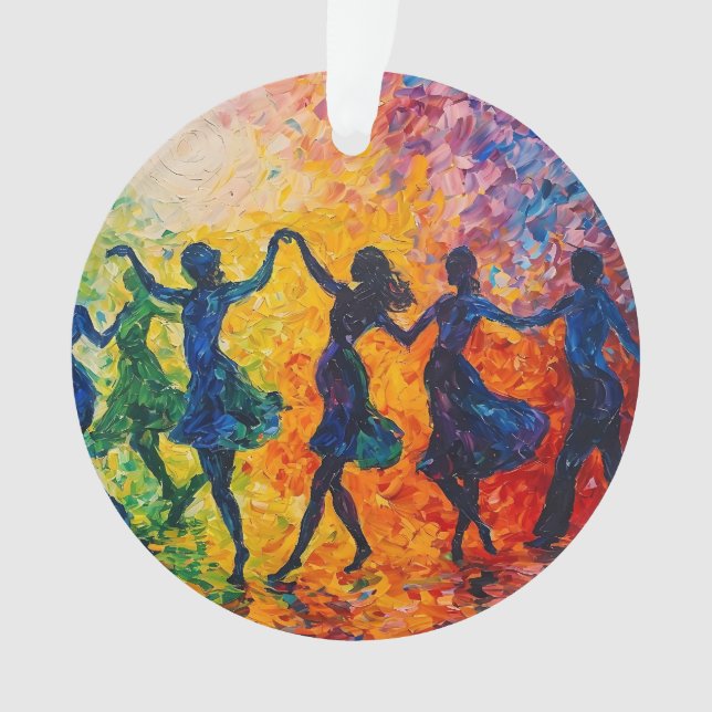 Farbenfrohe Silhouetten tanzen Ornament (Vorderseite)