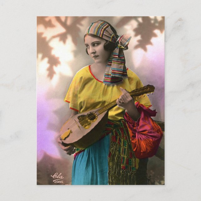 Farbenfrohe Sinti und Roma Girl Postcard Postkarte (Vorderseite)