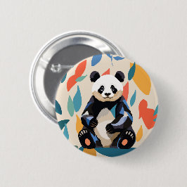 Farbenfrohe Sitting Panda Bären Matisse Inspiriert Button