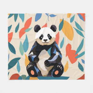 Farbenfrohe Sitting Panda Bären Matisse Inspiriert Fleecedecke