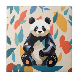 Farbenfrohe Sitting Panda Bären Matisse Inspiriert Fliese