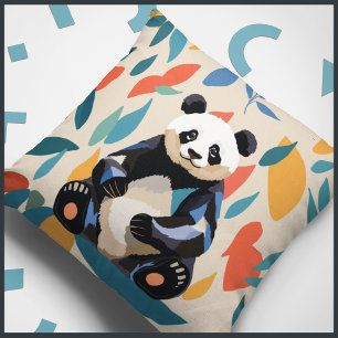 Farbenfrohe Sitting Panda Bären Matisse Inspiriert Kissen