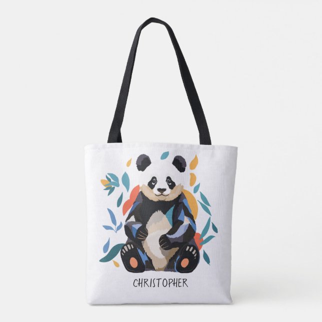 Farbenfrohe Sitting Panda Bären Matisse Inspiriert Tasche (Rückseite)