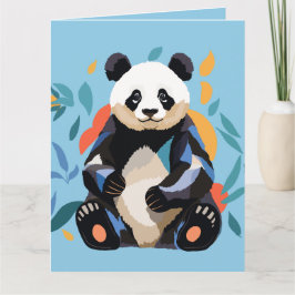 Farbenfrohe Sitzen Panda Bär Personalisierter Name Karte