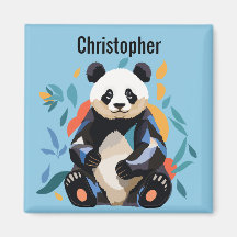 Farbenfrohe Sitzen Panda Bär Personalisierter Name