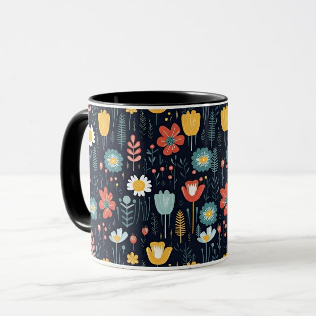 Farbenfrohe skandinavische Folklore Tasse (Vorderseite Links)