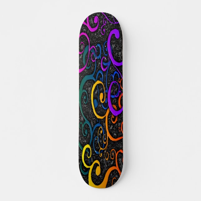 Farbenfrohe Skateboard für Geblüht Muster (Vorne)