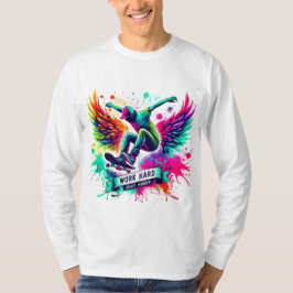 Farbenfrohe Skateboarder Grafik T-Shirt