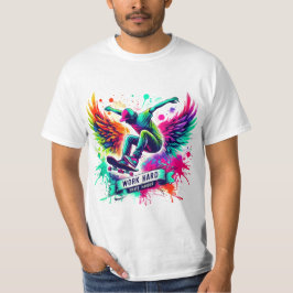 Farbenfrohe Skateboarder Grafik T-Shirt