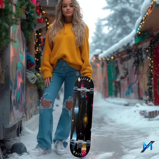 Farbenfrohe Skateboardgestaltung für das Atomretro Skateboard (Von Creator hochgeladen)