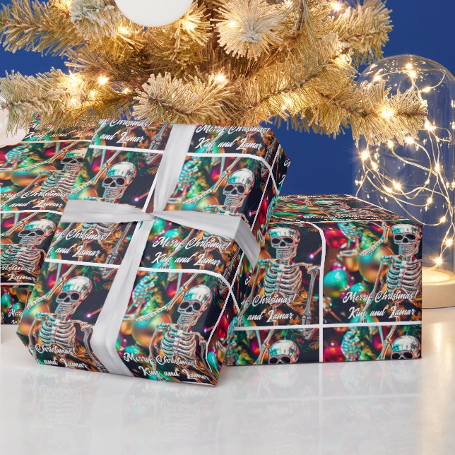Farbenfrohe Skeleton Ornamente Weihnachten Geschenkpapier (Feiertage)