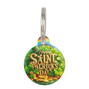 Farbenfrohe, skurrile Rainbow St. Patrick's Day Haustiermarke