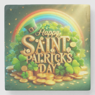 Farbenfrohe, skurrile Rainbow St. Patrick's Day Steinuntersetzer