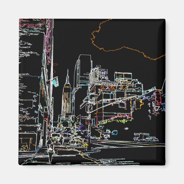 Farbenfrohe Skyline in Manhattan Magnet (Vorne)