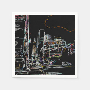 Farbenfrohe Skyline in Manhattan Serviette