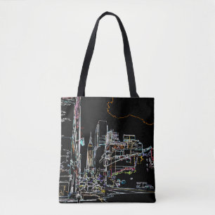 Farbenfrohe Skyline in Manhattan Tasche