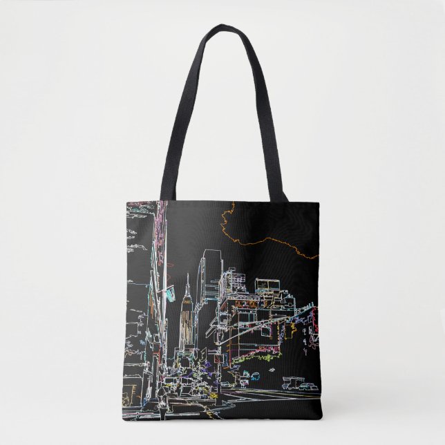 Farbenfrohe Skyline in Manhattan Tasche (Vorderseite)