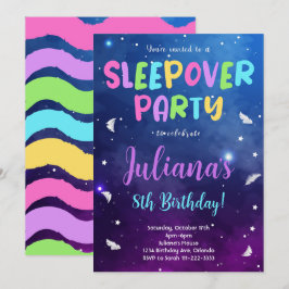 Farbenfrohe Sleepover Party Geburtstagseinladung Einladung
