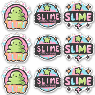 Farbenfrohe Slime-Logos-Aufkleber Aufkleber