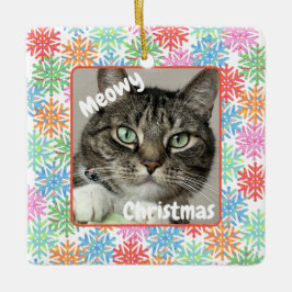 Farbenfrohe Snowflake Cat Picture Ornament