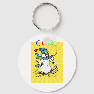 Farbenfrohe Snowman Skiing   niedlicher Schneemann Schlüsselanhänger