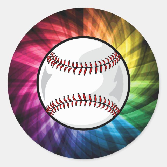 Farbenfrohe Softball; Baseball Runder Aufkleber (Vorderseite)
