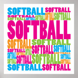 Farbenfrohe Softball Poster