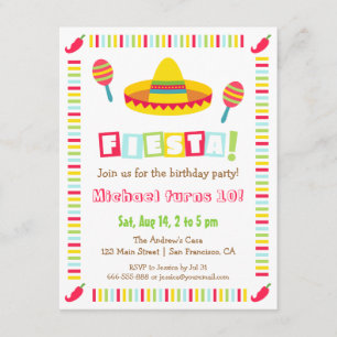Farbenfrohe Sombrero Mexikanische Fiesta Kinderpar Einladung