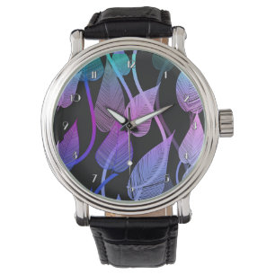 Farbenfrohe Sommer-Blätter Muster Wrist Watch Armbanduhr