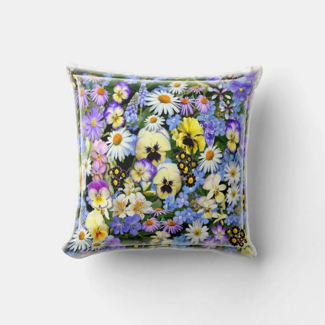 Farbenfrohe Sommer-Blume Kissen (Vorderseite)