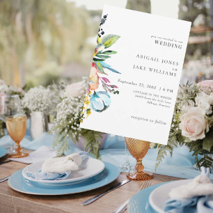Farbenfrohe Sommer-Blumenhochzeit Einladung