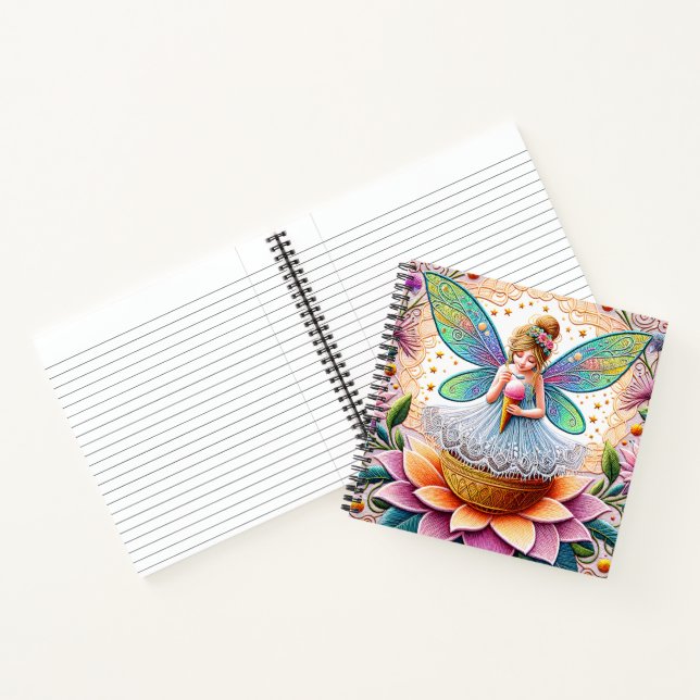 Farbenfrohe Sommer Fee Zwei Illustration Notizbuch (Innenseite)
