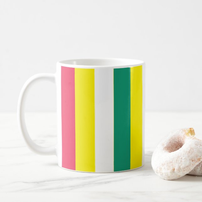 Farbenfrohe Sommer Streifen Kaffeetasse (Mit Donut)