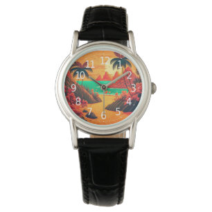 Farbenfrohe Sommer Tropical Beach Landschaftsbild  Armbanduhr