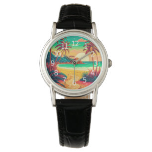 Farbenfrohe Sommer Tropical Beach Landschaftsbild  Armbanduhr