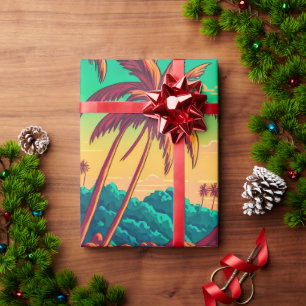 Farbenfrohe Sommer Tropical Beach Landschaftsbild  Geschenkpapier