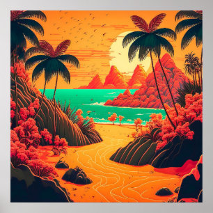 Farbenfrohe Sommer Tropical Beach Landschaftsbild  Poster